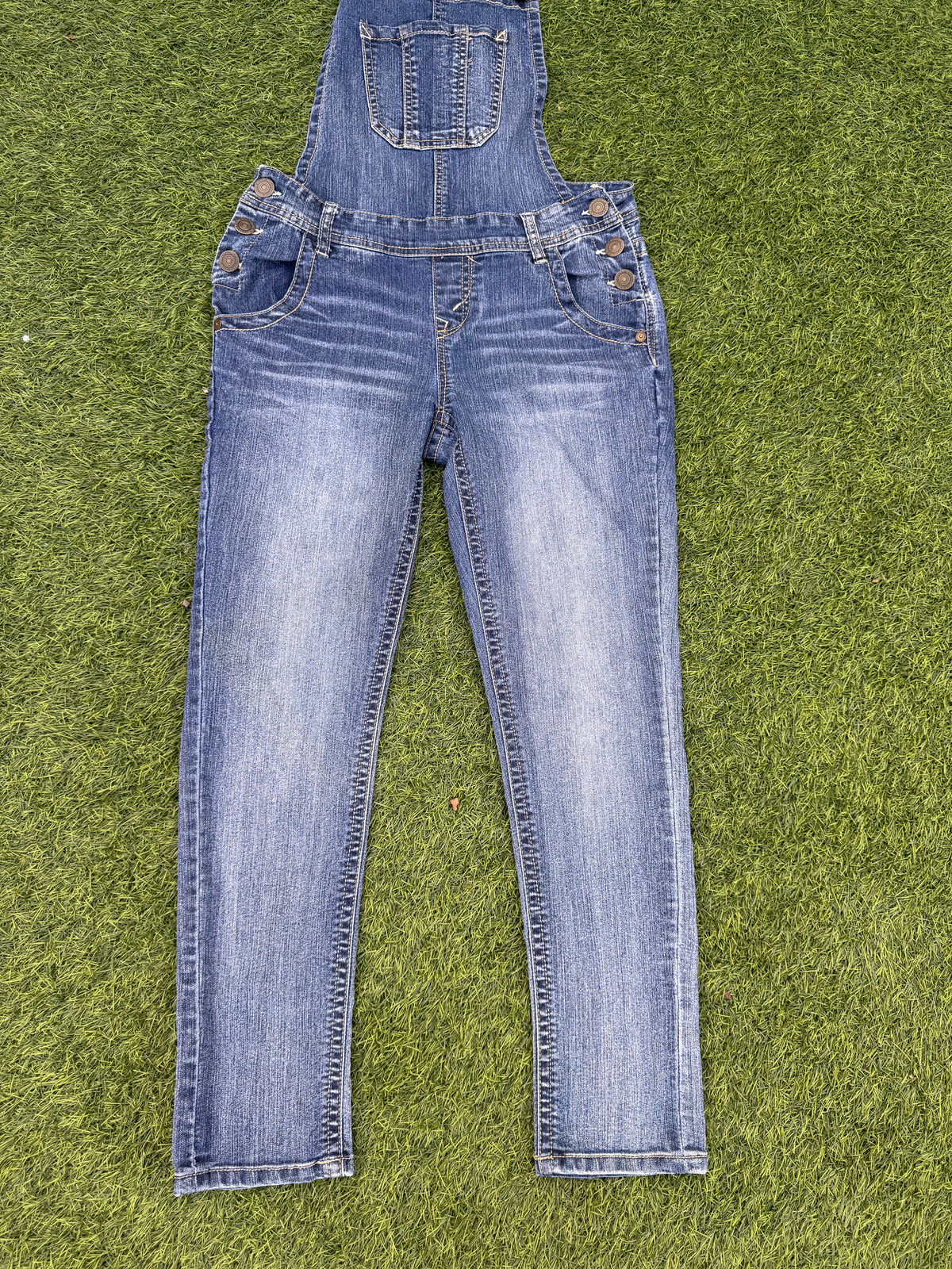 Wallflower Womens Small Denim Dungarees Blue Skinny Leg Jeans Overalls