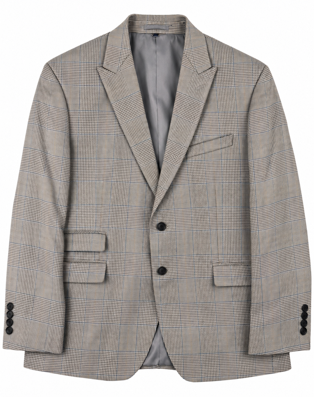 M&S Sartorial Mens Blazer 48R Grey Prince of Wales Check Tailored Suit Jacket