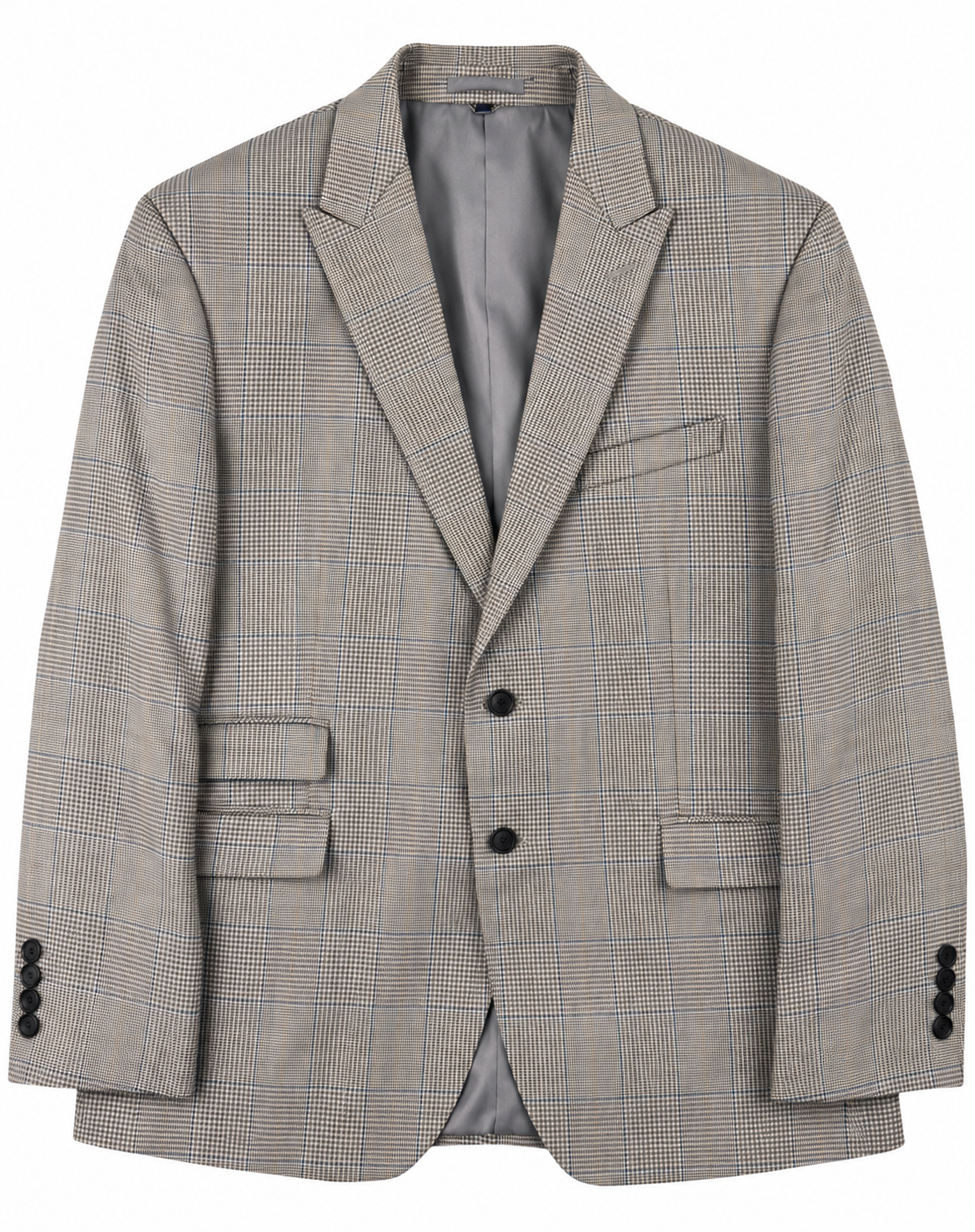 M&S Sartorial Mens Blazer 48R Grey Prince of Wales Check Tailored Suit Jacket