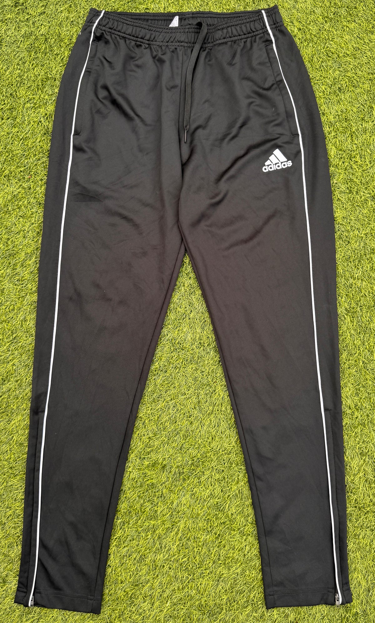 Adidas Mens Track Pants Medium Black White Training Football Joggers
