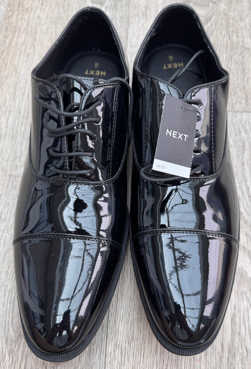 NEXT Mens Black Patent Oxford Formal Dress Wedding Shoes UK 13