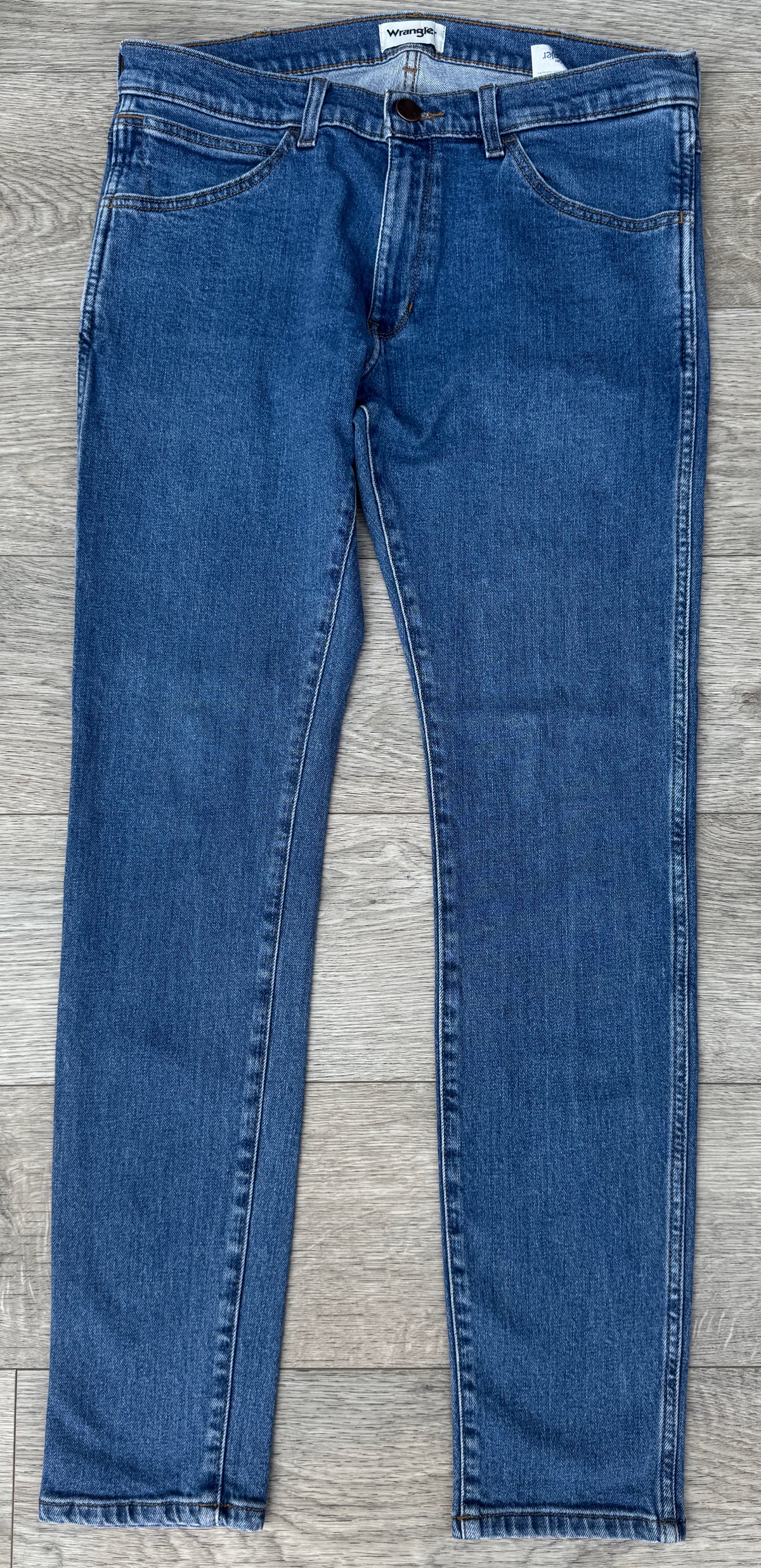 Wrangler Bryson Mens Jeans W33 L34 Blue Denim Skinny Fit Stretch