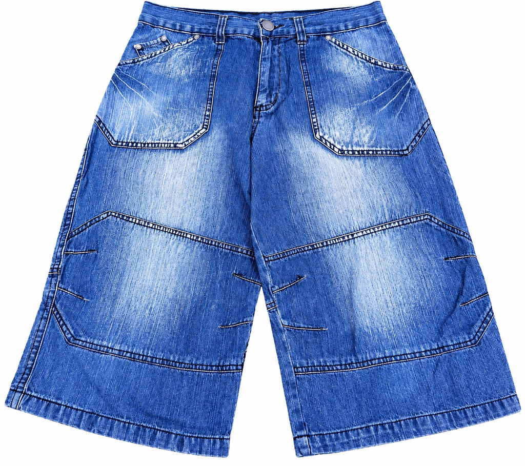 Dog Nose Mens Denim Cargo Shorts W30 Blue Baggy Y2K Skater Long Jorts