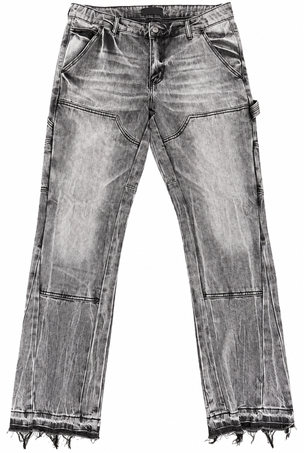 Siarr Carpenter Jeans Mens W34 L 32 Grey Washed Flared Distressed Patchwork