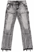 Siarr Carpenter Jeans Mens W34 L 32 Grey Washed Flared Distressed Patchwork