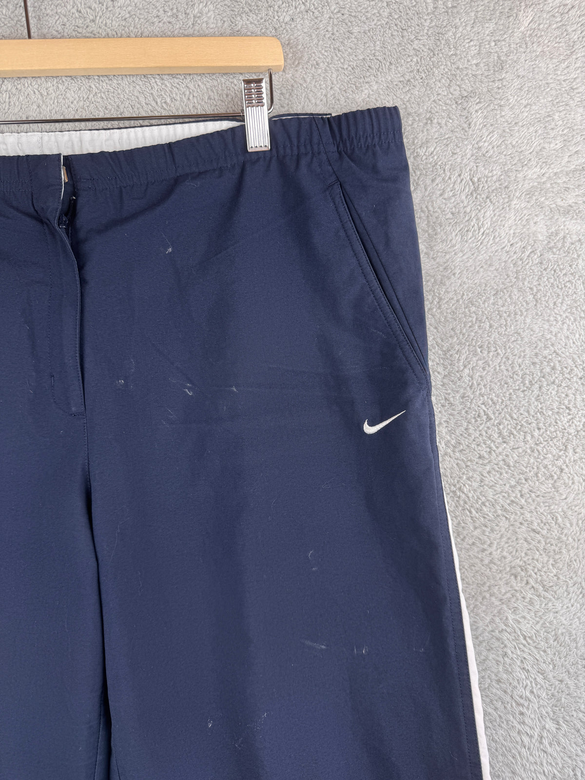 Nike Air Mens XL Navy 3/4 Track Pants Cropped Trousers Y2K Retro Swoosh