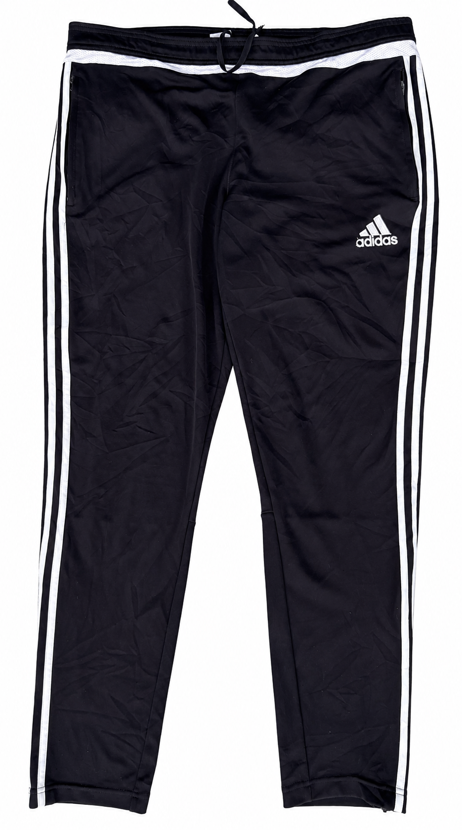 Adidas Mens Tracksuit Bottoms Large Black White 3 Stripe Training
