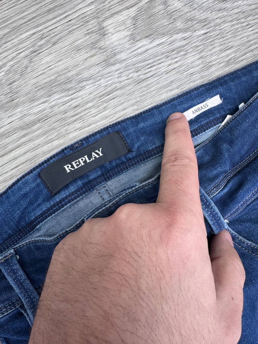 Replay Anbass Mens Slim Fit Stretch Jeans W36 L30 Blue Denim