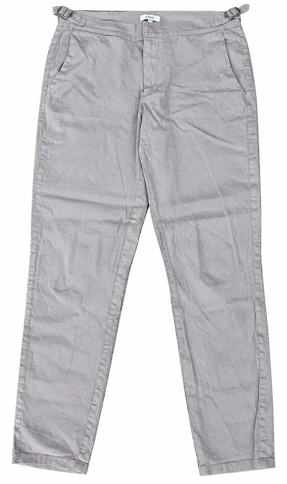 ARNE Mens Trousers W32 L28 Grey Linen Cotton Blend Slim Fit Chinos