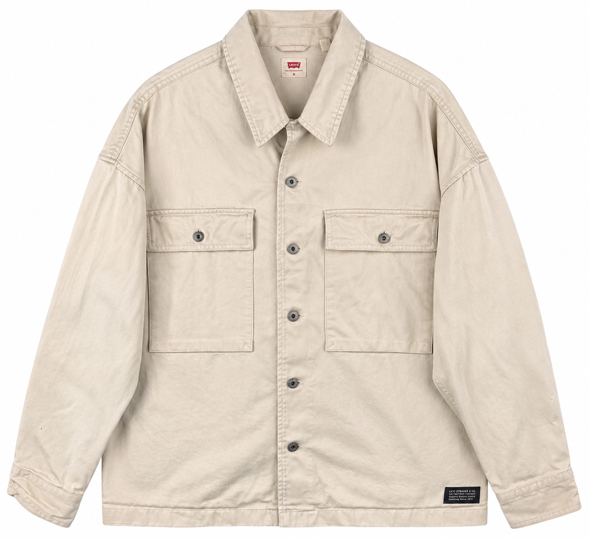 Levis Mens Medium Beige Denim Overshirt Jacket Utility Shacket