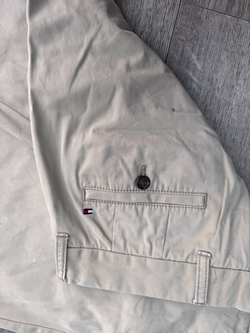 Tommy Hilfiger Mens Chino Trousers W32 L30 Beige Tailored Fit