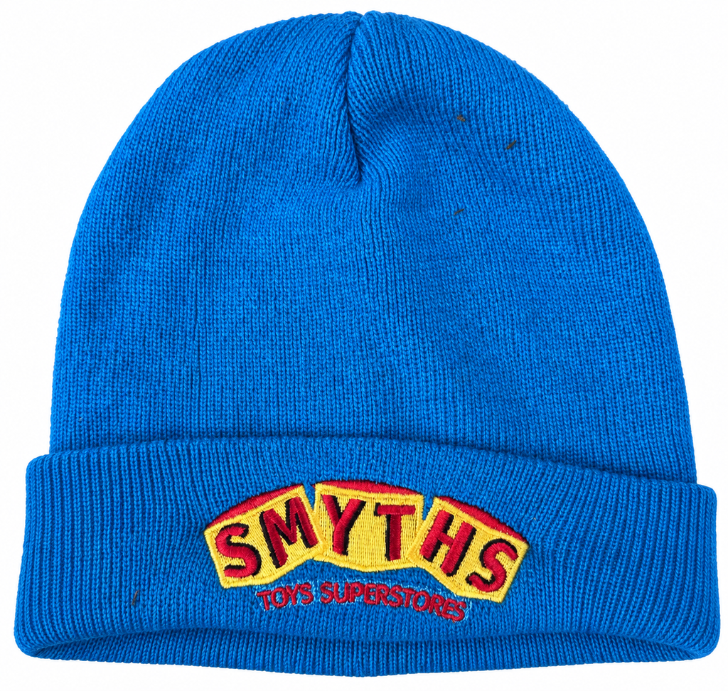 Smyths Toys Superstores Beanie Hat Blue Embroidered Logo Staff Workwear