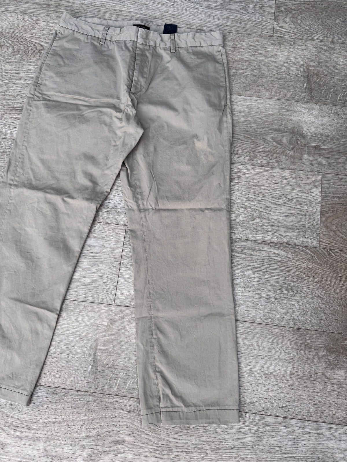 COS Mens Chino Trousers Size W36 L28 Beige Stone Straight Leg Smart