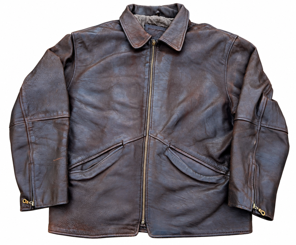 Vintage Mens Brown Genuine Lamb Leather Biker Jacket YKK Zip 80s 90s Size Large