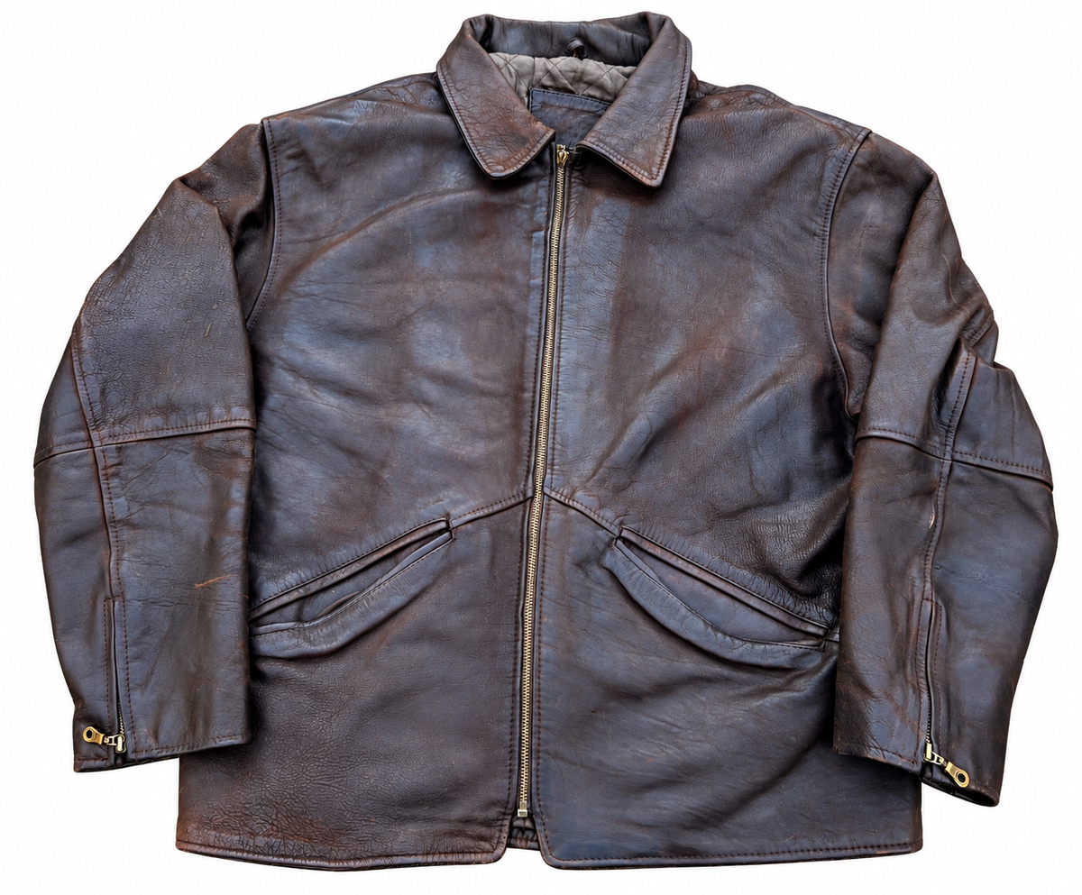 Vintage Mens Brown Genuine Lamb Leather Biker Jacket YKK Zip 80s 90s Size Large