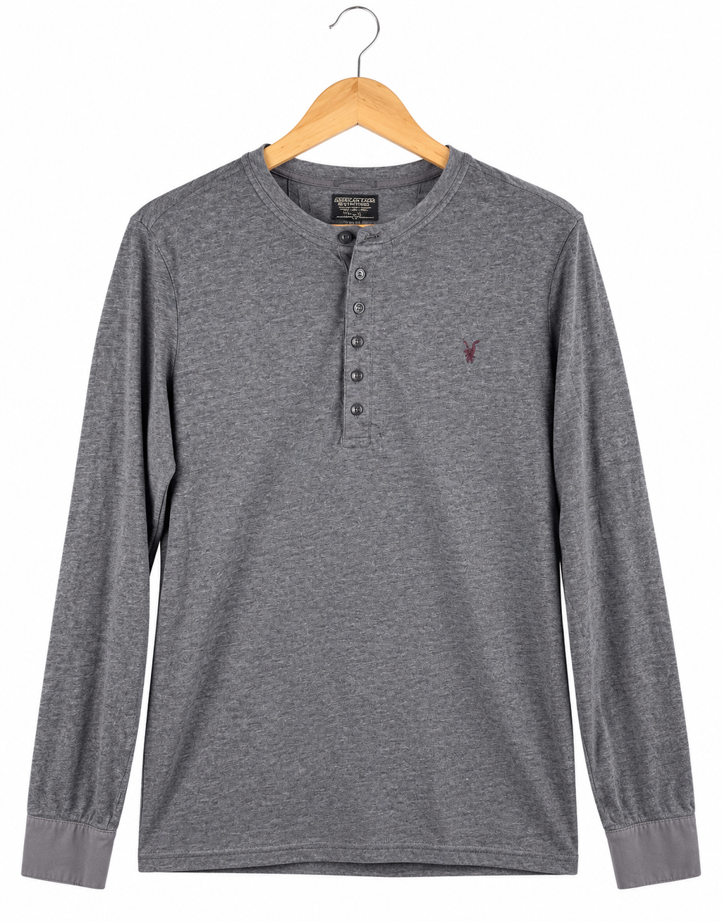 AllSaints Spitalfields Mens Grey Henley Long Sleeve T Shirt Top Large