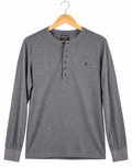 AllSaints Spitalfields Mens Grey Henley Long Sleeve T Shirt Top Large