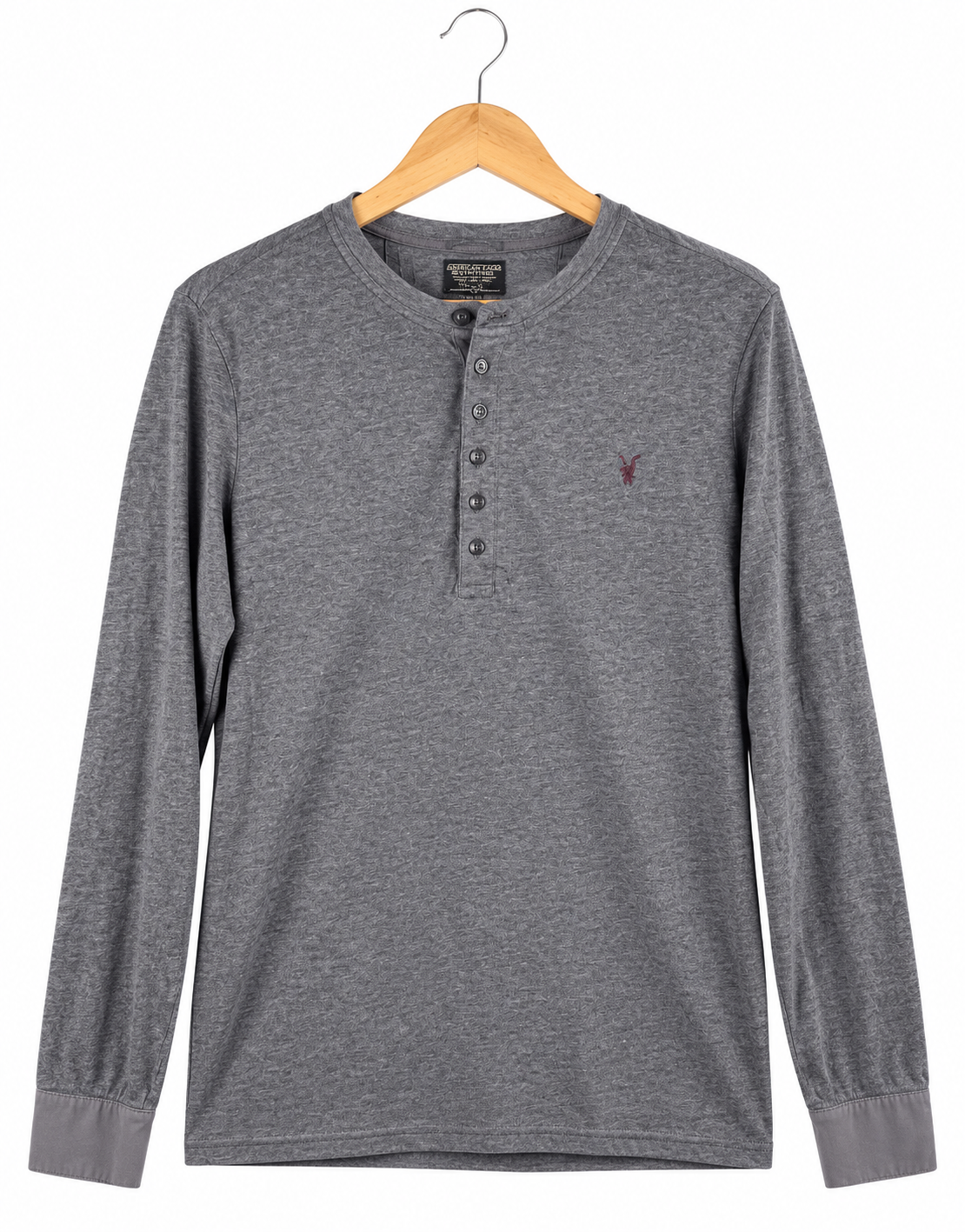 AllSaints Spitalfields Mens Grey Henley Long Sleeve T Shirt Top Large