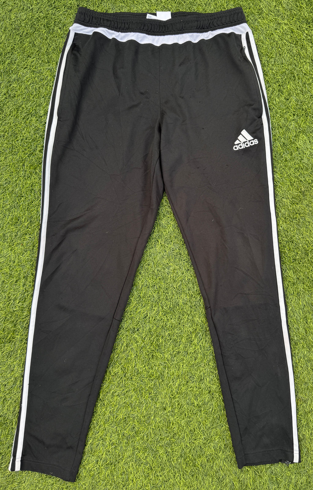 Adidas Clima Mens Track Pants Size Large Black White 3 Stripe Tracksuit Bottoms