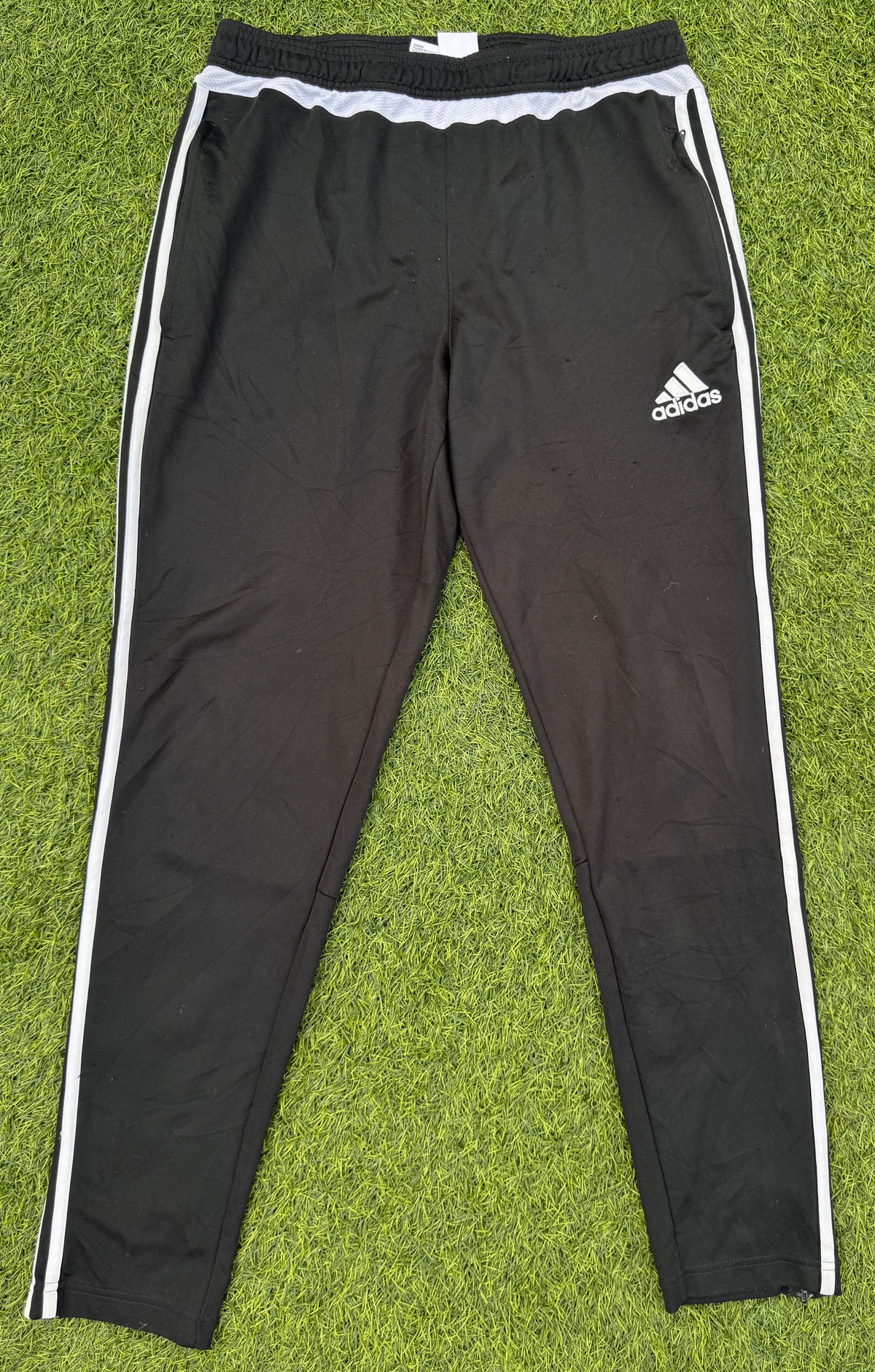 Adidas Clima Mens Track Pants Size Large Black White 3 Stripe Tracksuit Bottoms