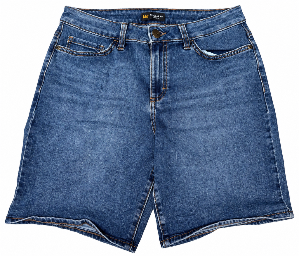 Lee Womens Denim Shorts Size 8 Blue Regular Fit Mid Rise Stretch