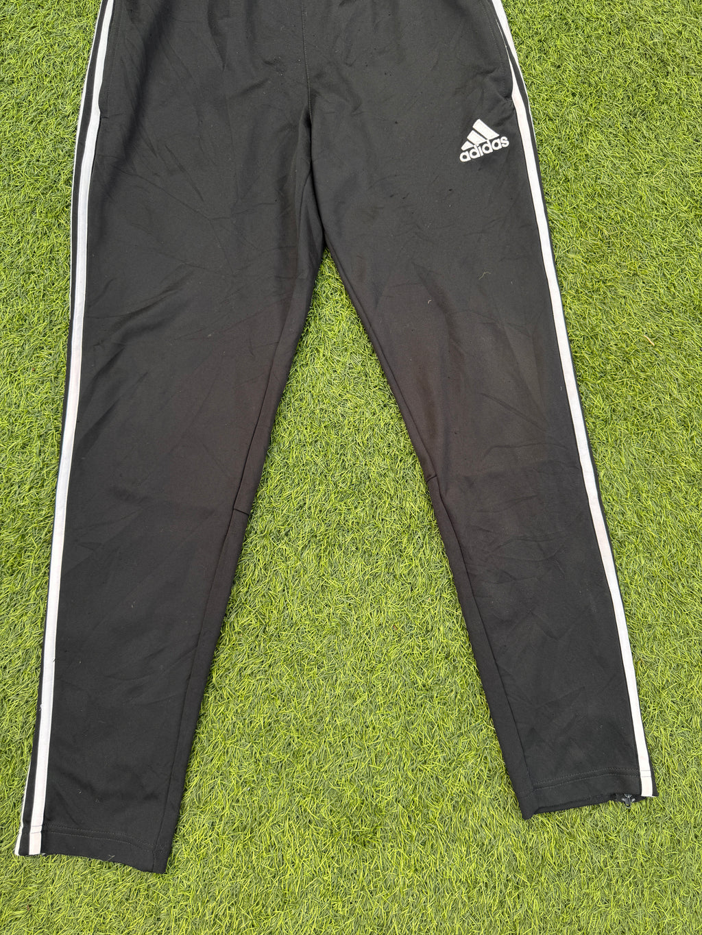 Adidas Clima Mens Track Pants Size Large Black White 3 Stripe Tracksuit Bottoms