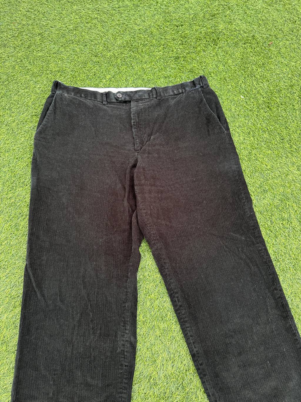 M&S Luxury Corduroy Trousers Mens W40 L31 Black Straight Leg Cord