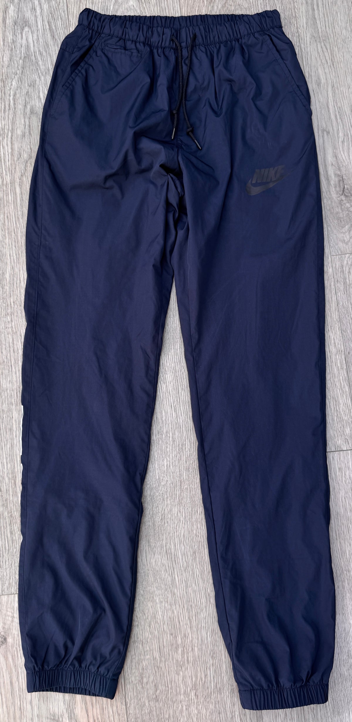 Nike Sportswear Track Pants Mens Small Navy Blue Lined Joggers Swoosh Cuffed