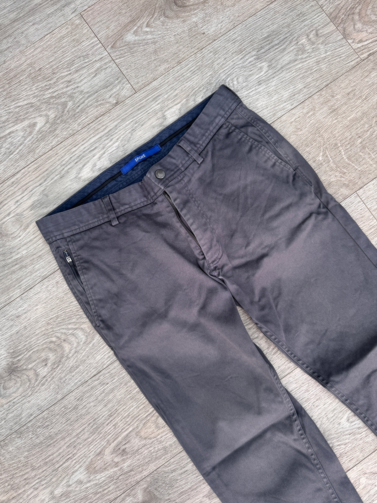 SPOKE London Mens Chino Trousers W32 L32 Build A Navy Slim Fit Smart