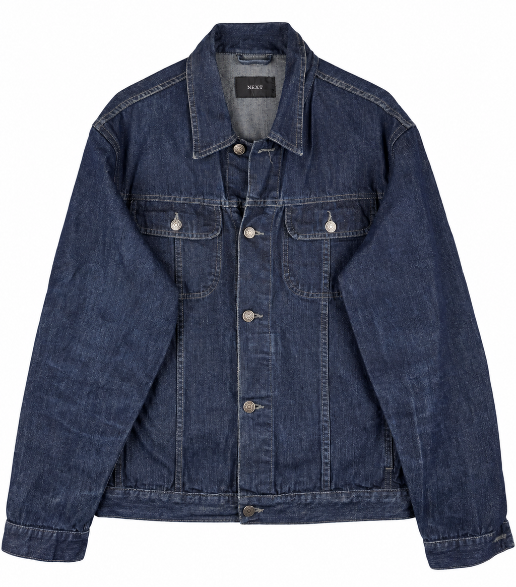 Next Womens Denim Jacket Large Dark Blue Indigo Trucker Western