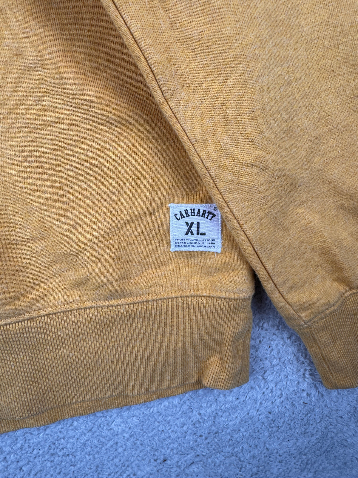 Carhartt Holbrook LT Sweatshirt Mens XL Mustard Yellow Crew Neck Jumper