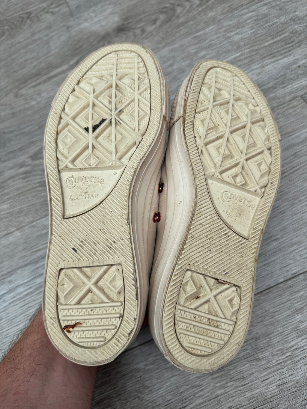 Converse All Star Womens UK 6 Cream Leather Rose Gold Low Top Trainers