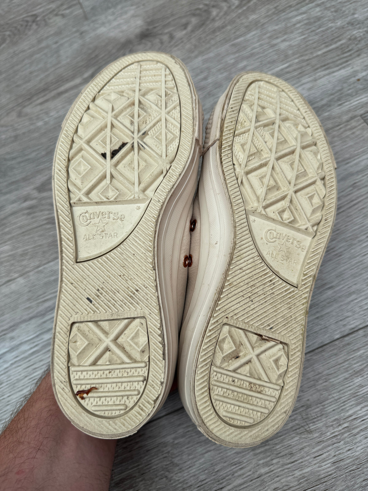 Converse All Star Womens UK 6 Cream Leather Rose Gold Low Top Trainers