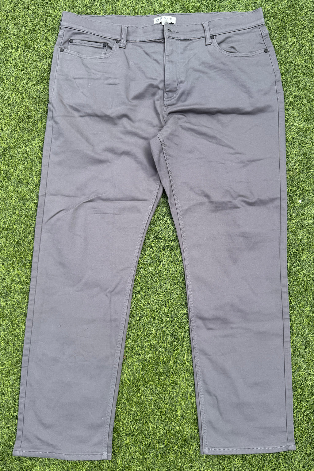Orvis Mens Trousers W40 L 32 Grey Straight Leg Cotton