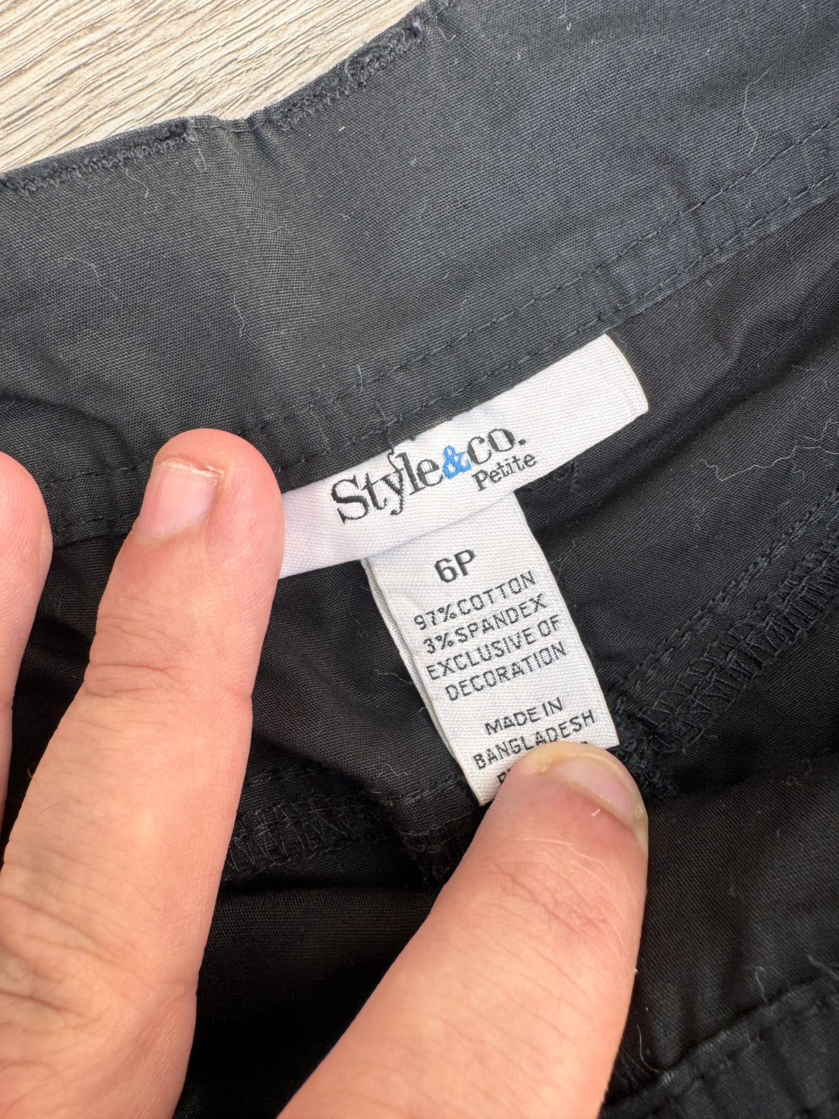 Style & Co Petite Womens Cargo Trousers 6P Black Utility