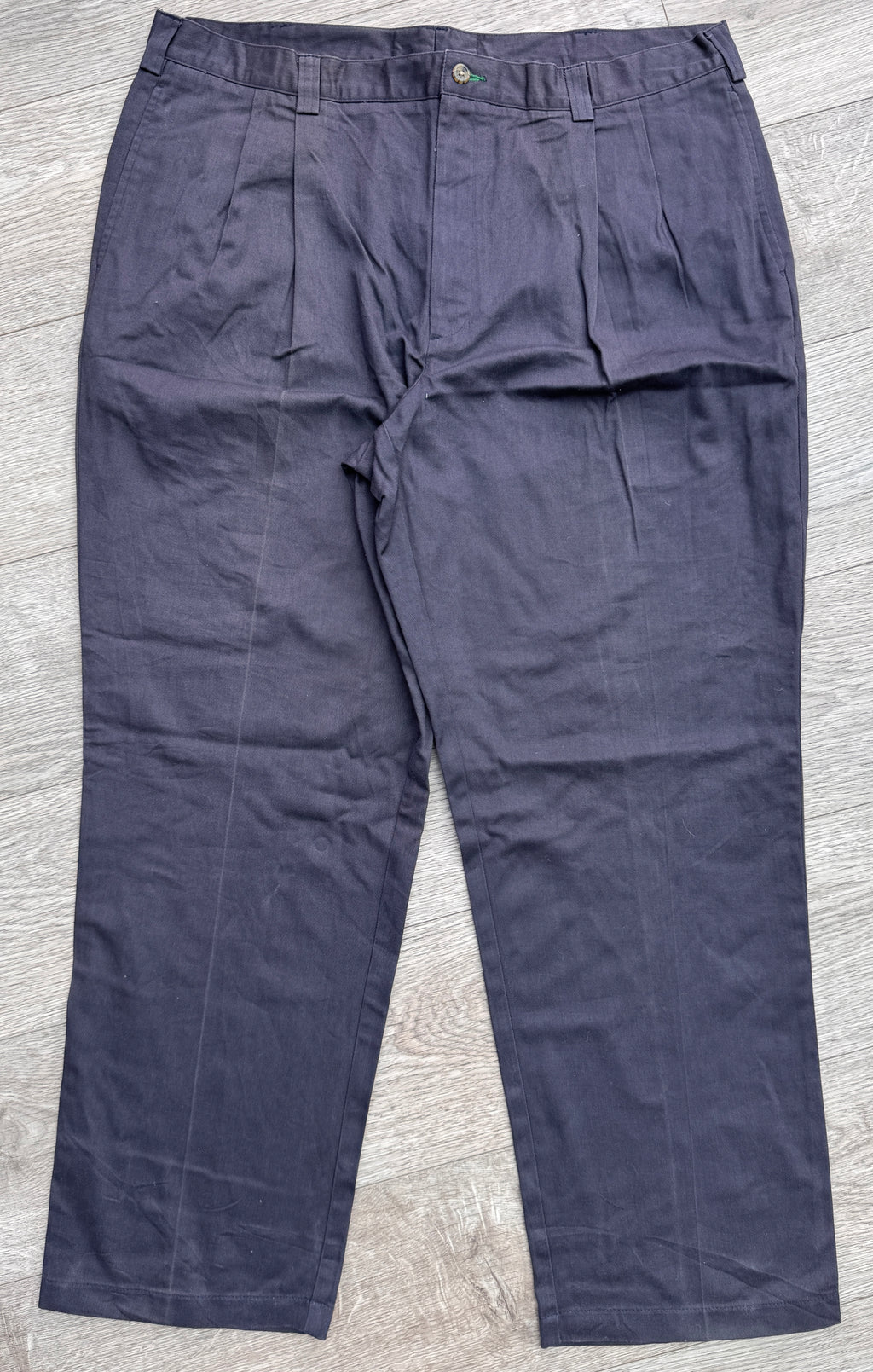 Tommy Hilfiger Mens Navy Blue Pleated Chino Trousers W40 L30 Straight Leg