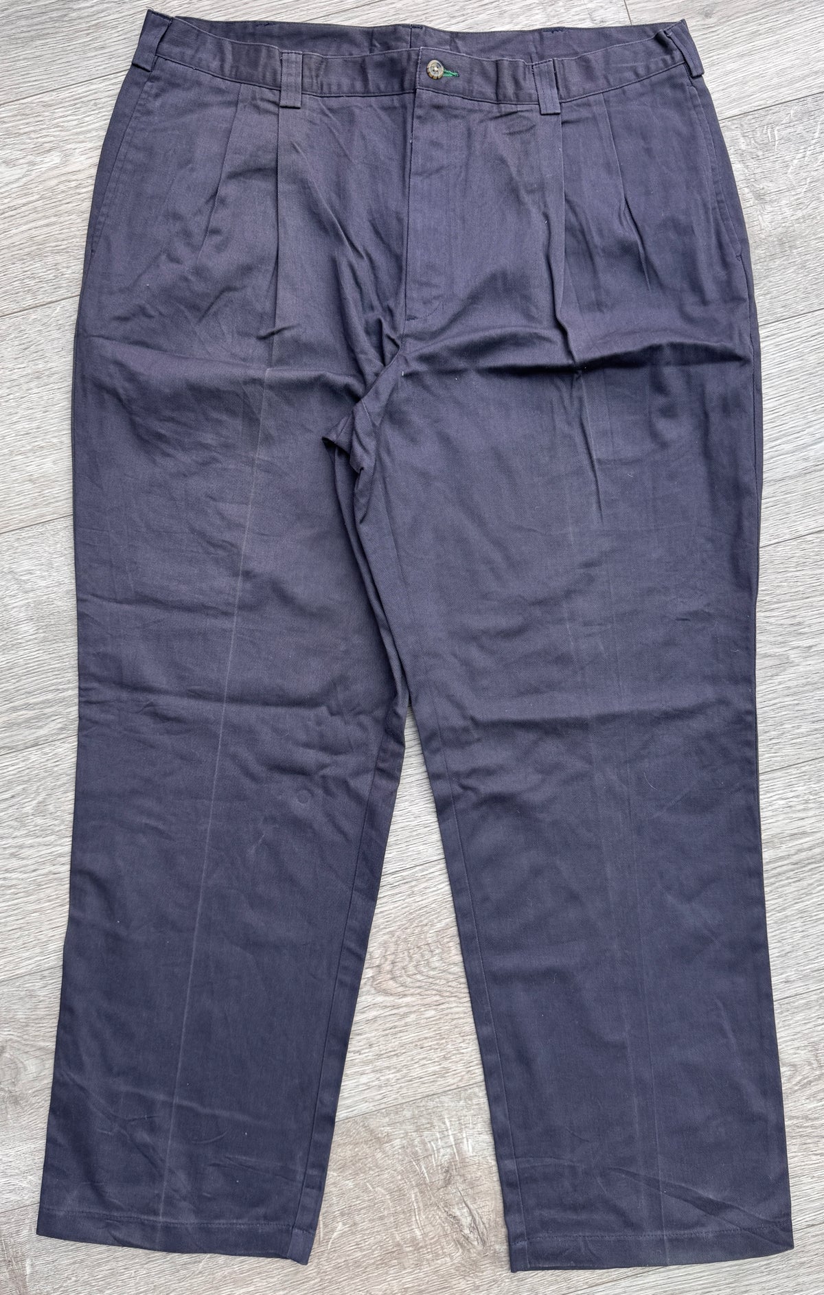 Tommy Hilfiger Mens Navy Blue Pleated Chino Trousers W40 L30 Straight Leg