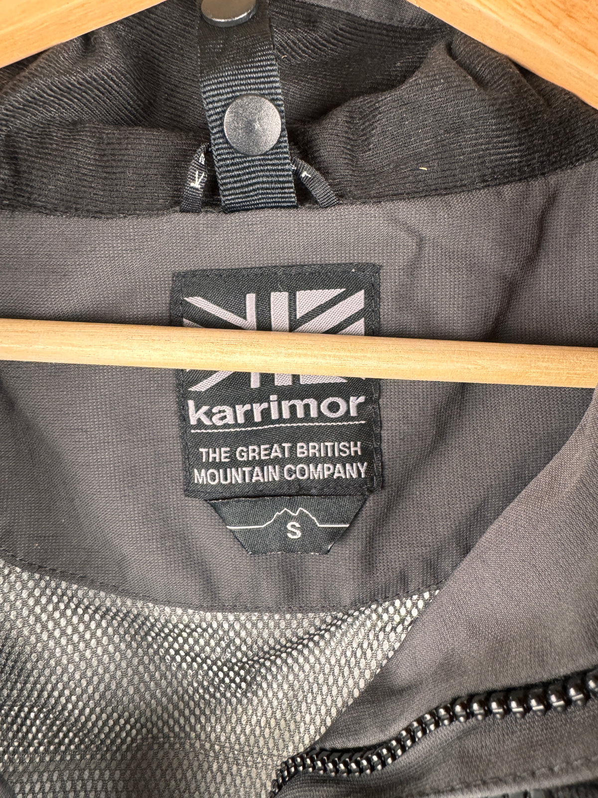 Karrimor Mens Waterproof Jacket Small Grey Black Hooded Outdoor Hiking Coat
