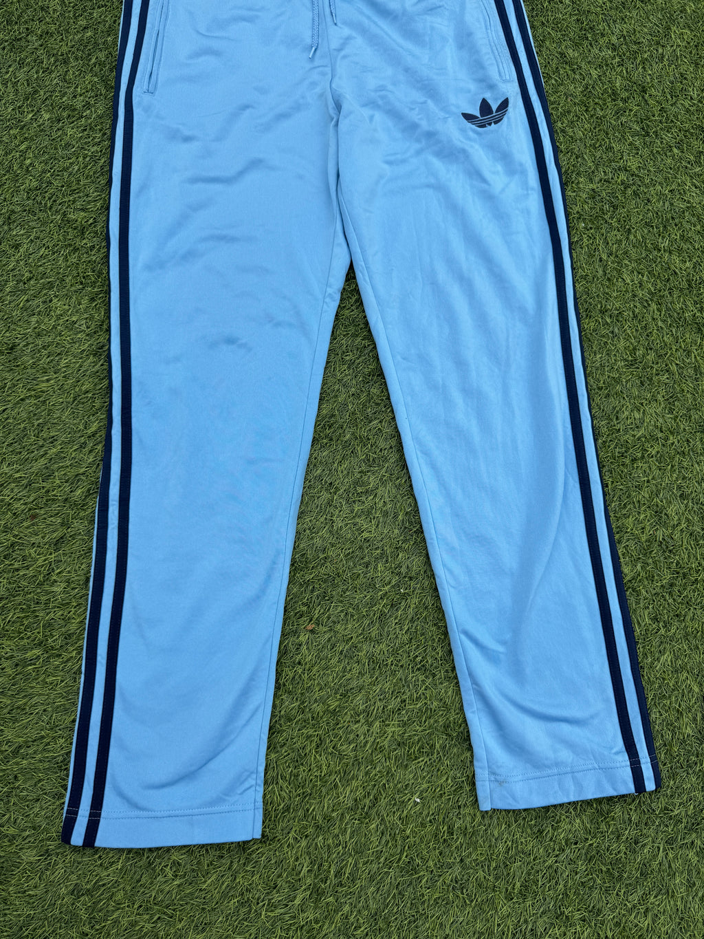 Adidas Originals Mens Track Pants Medium Blue Blue 3 Stripe Trefoil Joggers