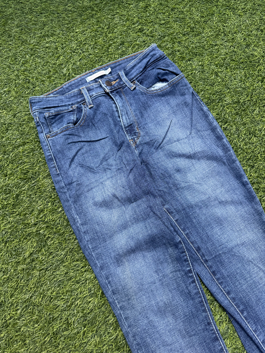 Levis 721 Womens Jeans W27 L30 Blue Denim High Rise Skinny Stretch