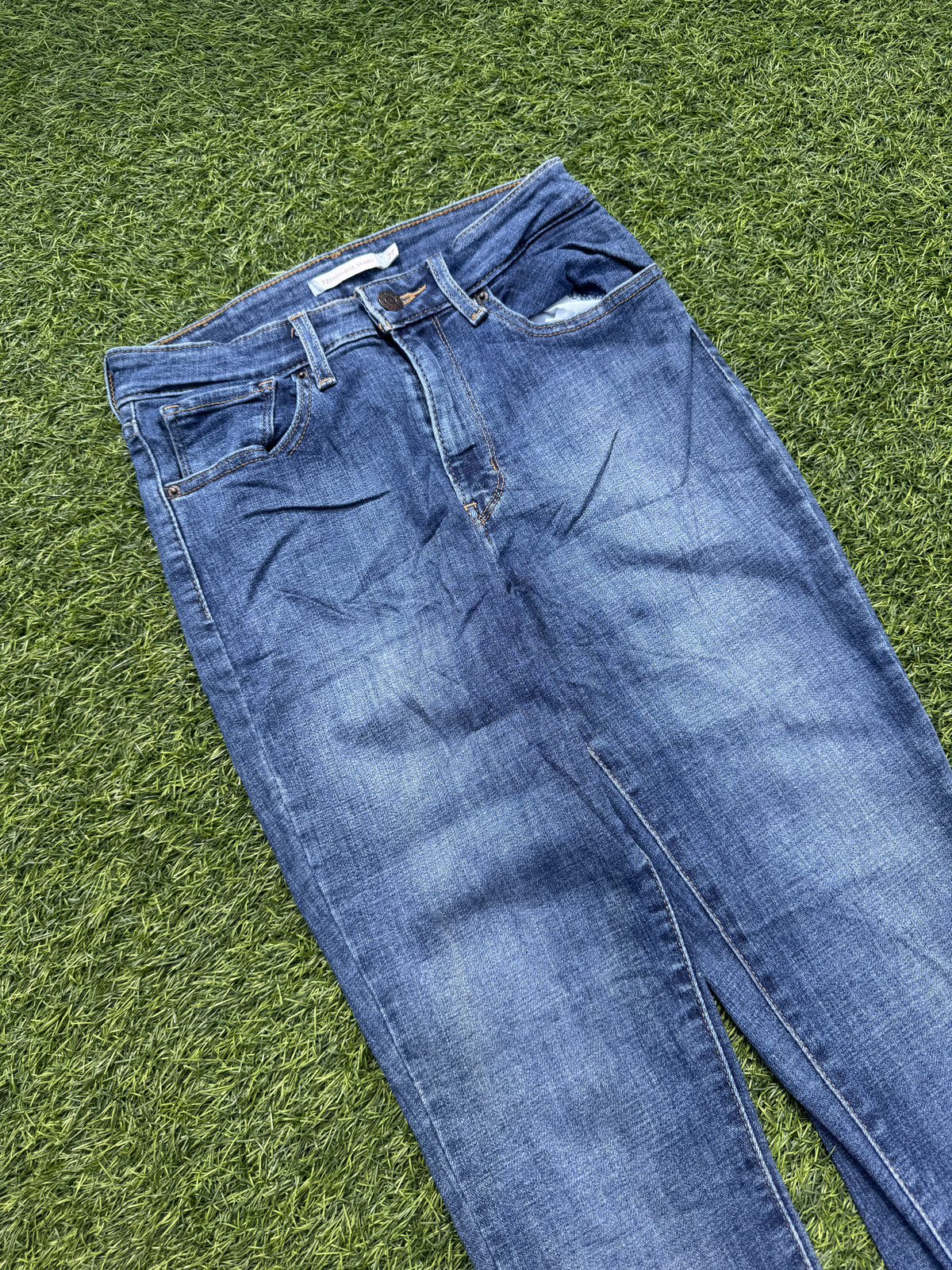Levis 721 Womens Jeans W27 L30 Blue Denim High Rise Skinny Stretch