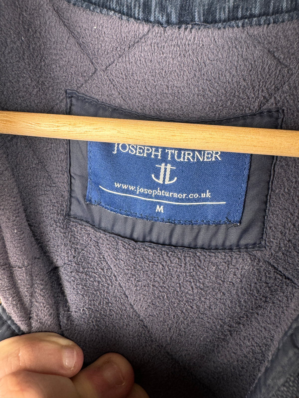 Joseph Turner Mens Medium Navy Blue Quilted Jacket Fleece Lined Country Coat