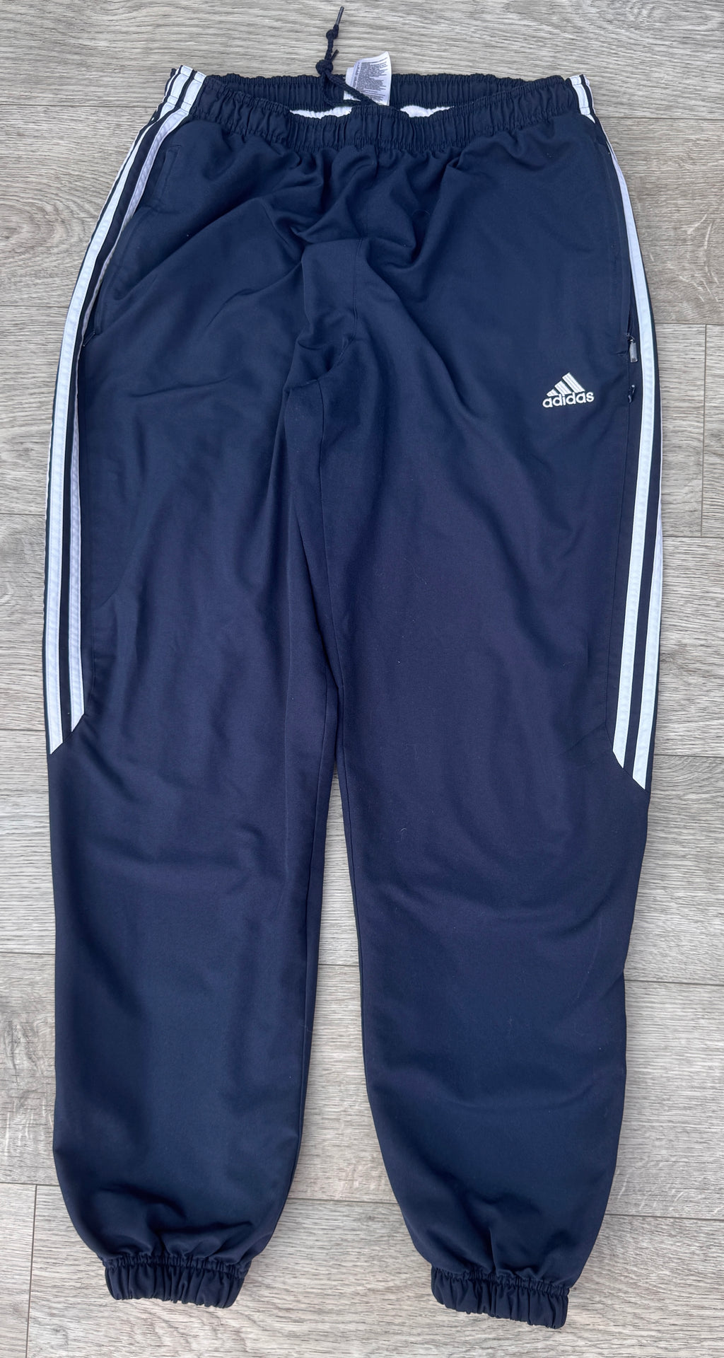 Adidas Mens Medium Navy Blue 3 Stripe Tracksuit Joggers Track Pants Retro