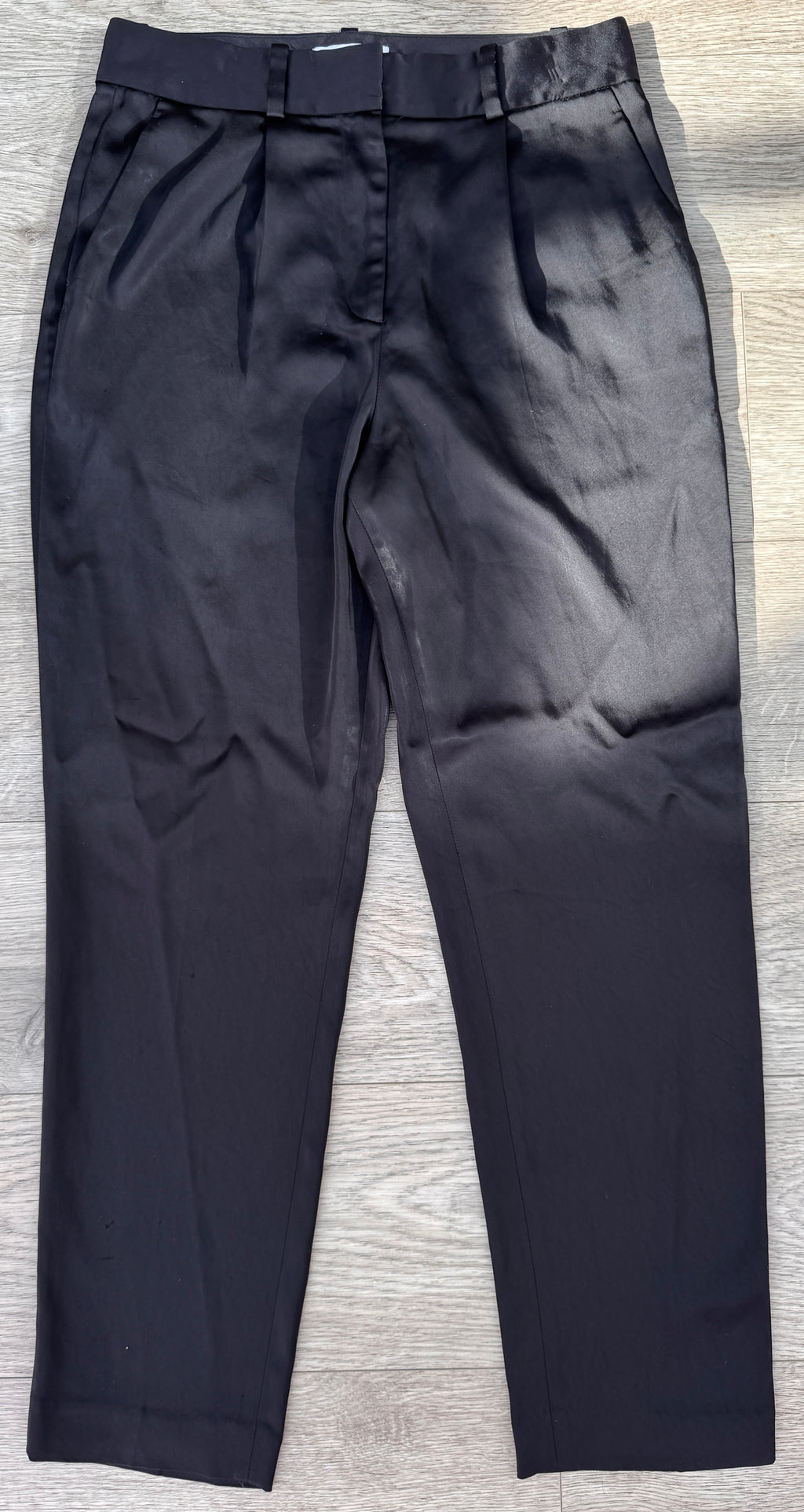 Reiss Womens Trousers UK 10 Black Tailored Smart Straight Leg Office
