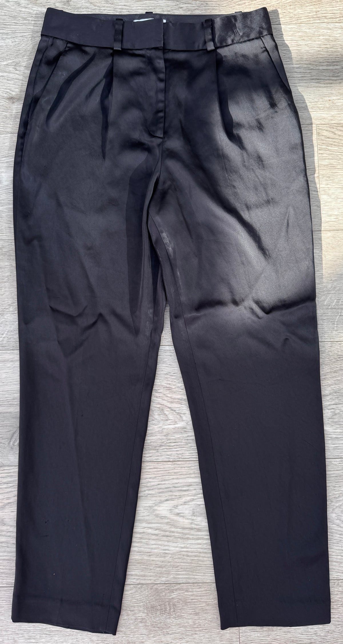 Reiss Womens Trousers UK 10 Black Tailored Smart Straight Leg Office