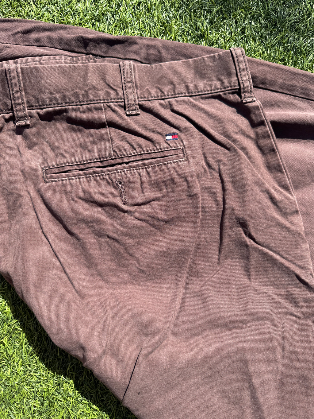 Tommy Hilfiger Mens Brown Chino Trousers W40 L30 Straight Leg