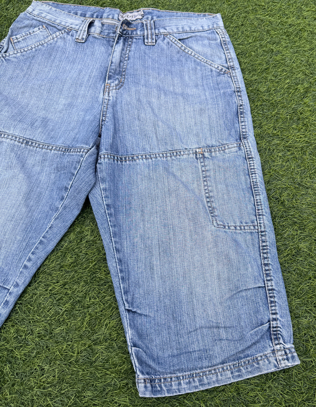 Multiblu Mens Baggy Denim Jorts Blue Y2K Skater Long Jean Shorts Carpenter W 30