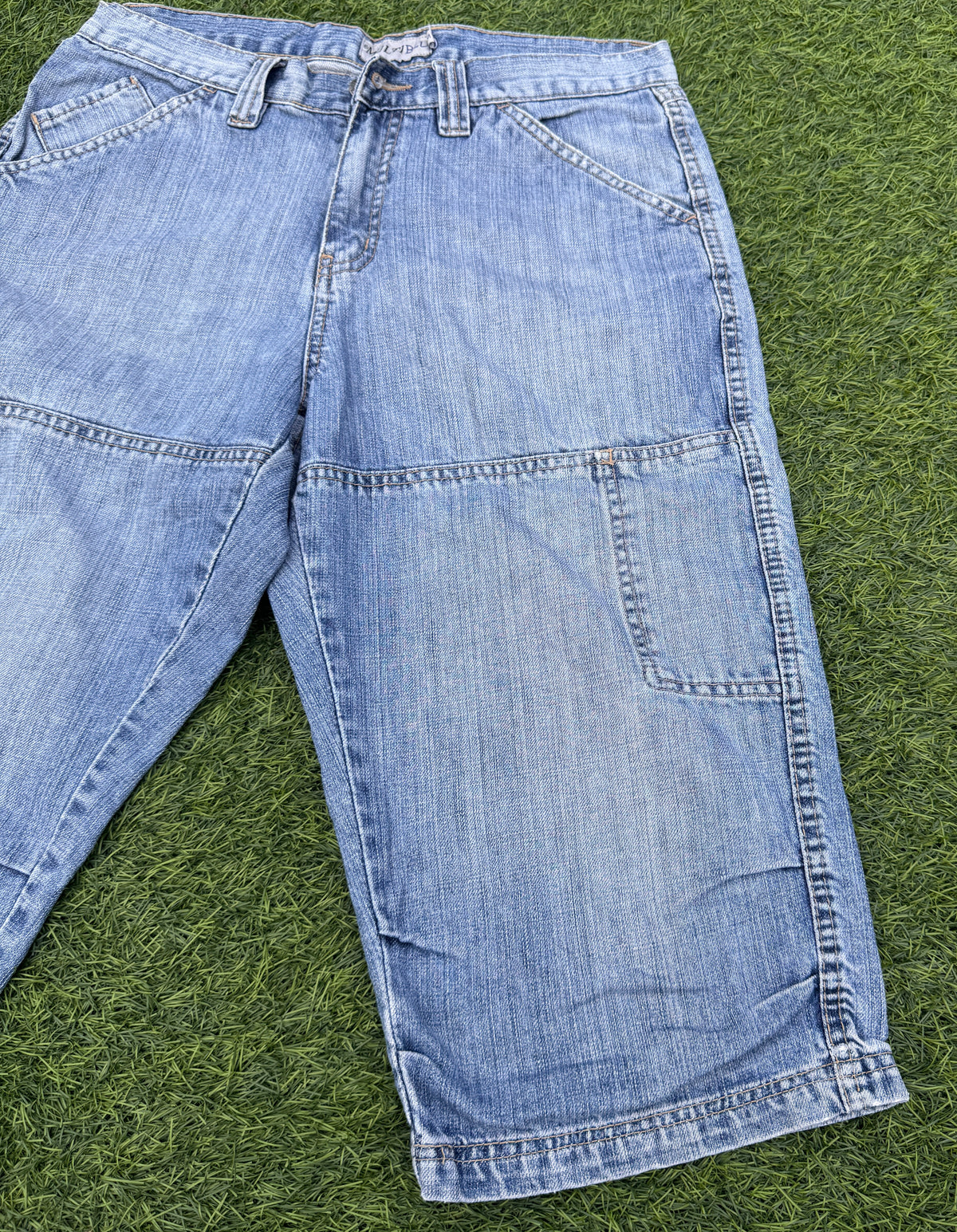 Multiblu Mens Baggy Denim Jorts Blue Y2K Skater Long Jean Shorts Carpenter W 30
