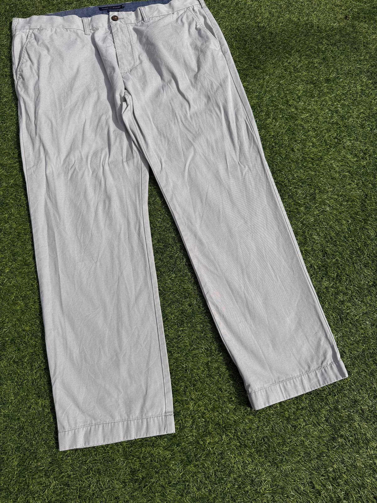 Tommy Hilfiger Mens Chino Trousers W36 L30 Beige Stone Tailored Fit