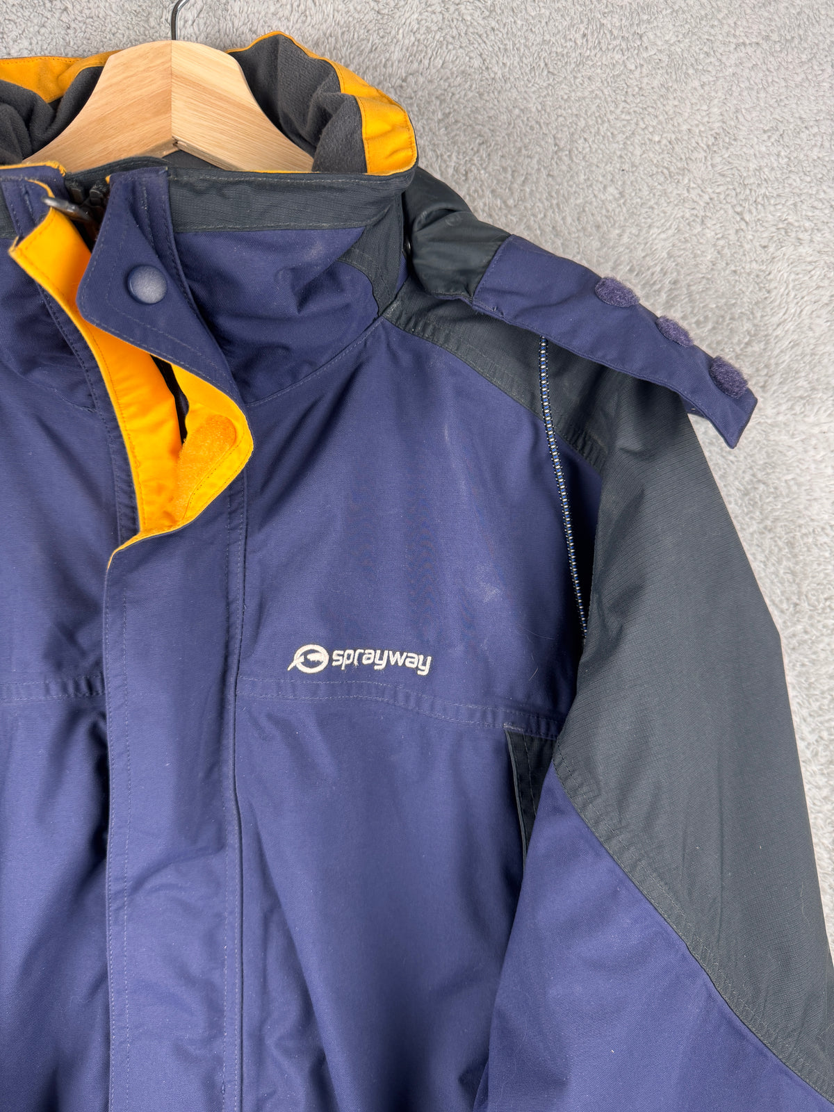 Sprayway Mens Medium Waterproof Jacket Navy Blue Hooded Outdoor Coat